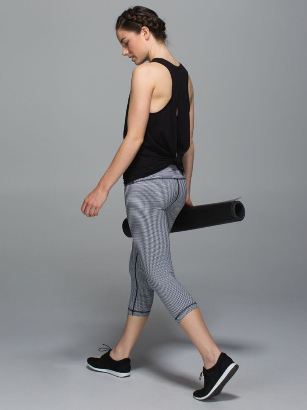 Lululemon Wunder Under Crop II in Gingham Luon White and Black